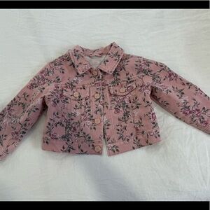 Liveshackfancy x Gap Kids girls pink floral denim jean jacket 3 years / 3t.